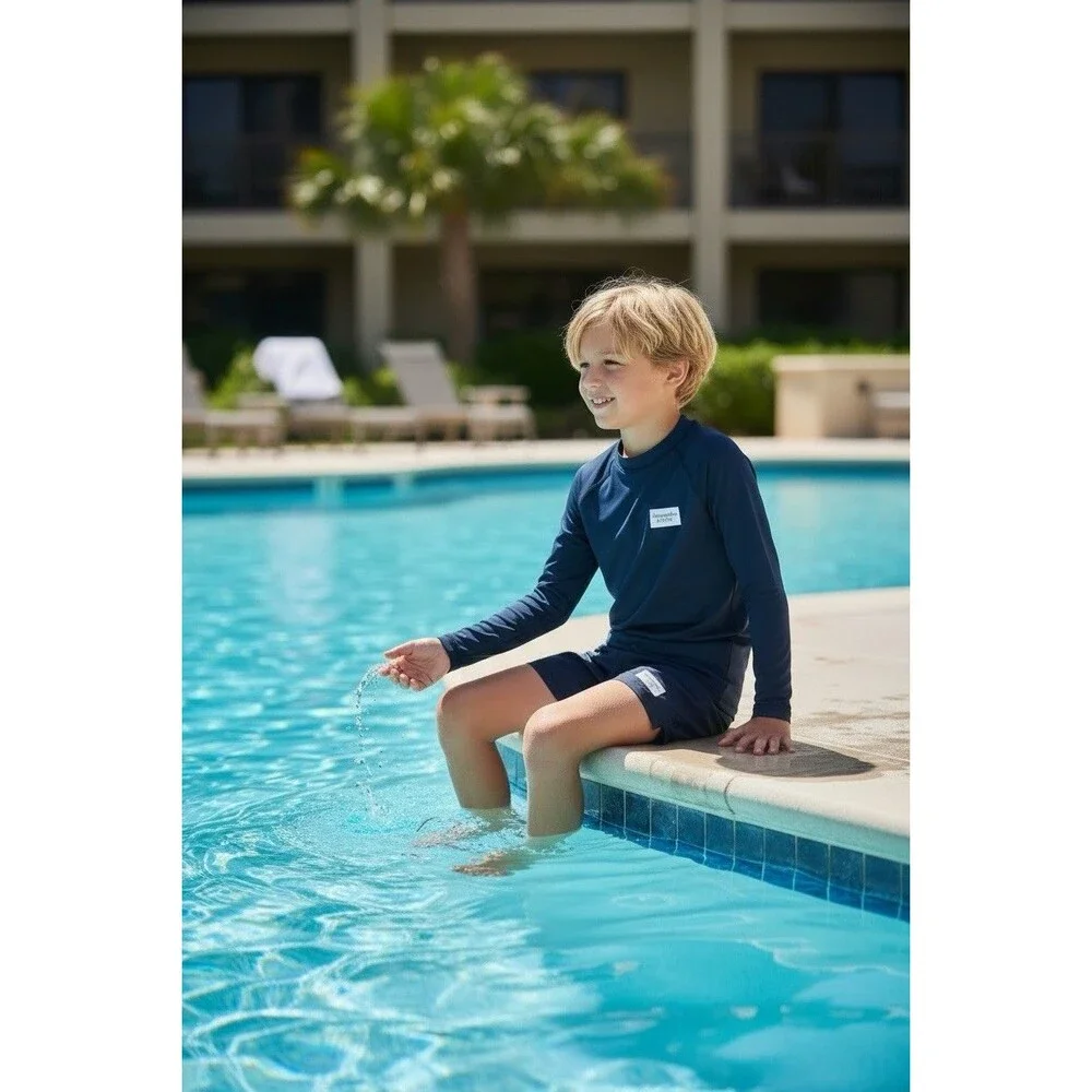 Abercrombie Kids Boys Rash Guard UPF 40+ Swim Shirt Unisex Navy Blue Size 9/10
